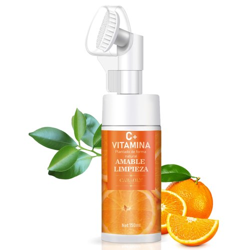 Tangsion Facial Cleanser with Vitamin C Foaming, Powerhouse Skincare, Tightens, and Protects Skin, Daily Face Wash, Soft Brush Head, 5.1 fl oz