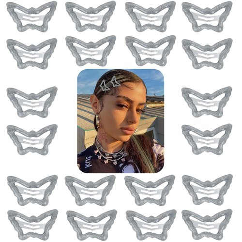 Butterfly Hair Clips 20 PCS Snap Hair Barrettes 1.5" Non Slip Hair Accessories for Girls Women Multiple Colors Hair Barrettes Star Hair Clips. BUTTERFLY