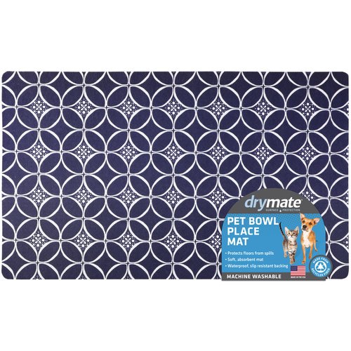 Drymate Pet Bowl Placemat, Dog &amp; Cat Food Feeding Mat - Absorbent Fabric, Waterproof Backing, Sli...