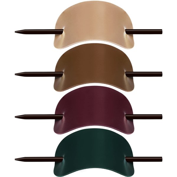 4 Pieces Oval Faux Leather Hair Barrettes with Wooden Sticks, Handmade Slide Barrettes Hair Accessories for Women and Girls