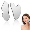 InfiniteRelax 2Pcs Stainless Steel Gua Sha Facial Tools Set, Metal Face Comb Detail Skin Care Tools, Body and Face Gua Sha Sculpting for Tighten Skin Lymphatic Drainage Christmas Gift