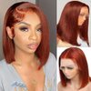 13x4 Lace Front Wigs Human Hair Brown,Reddish Brown hd Lace Front Bob Wigs for Black Women,10Inch Glueless Wigs Per-Plucked with Baby Hair Straight Short Wig Auburn Brown Lace Frontal Wig180% Density