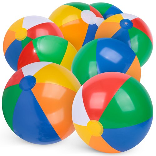 AMOR PRESENT 8PCS Inflatable Balls for Kids, Beach Balls 16" Classic Rainbow Color Pool Balls for Beach Pool Summer Party