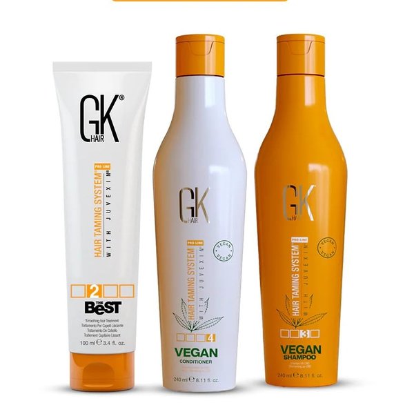 GK HAIR Vegan Shampoo & Conditioner Set (240ml) with The Best Keratin Treatment (100ml) | Complete Hair Care Kit for Smoother, Nourished, Healthier Hair