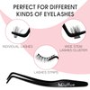 Miuffue Lash Applicator Tool DIY Eyelash Applicator Stainless Steel Curved Eyelash Tweezers for Cluster Lashes (Black)