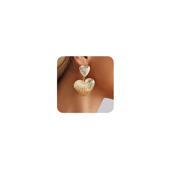 Octwine Vintage Statement Love Earrings Gold Boho Chunky Earrings Dangling for Women Stud Earrings Chandelier Statement Earrings Sparkly Simple Earrings for Women