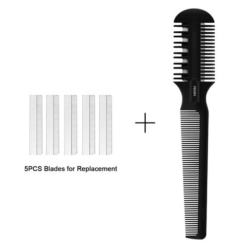 Hair Cutting Comb - Double Edge Razor for Thin and Thick Hair Trimming and Styling with 5 PCS Spare Blades