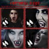 Vampire Fangs 8 Pairs 4 Sizes Teeth with Adhesive and Tweezers, Vampire Fang Fake Teeth Halloween Decorations Party Cosplay Props Werewolf Fang Vampire Dentures Party Favors Masquerade Accessories