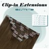 Full Shine Clip in Hair Extensions Real Human Hair Brown Remy Hair Extensions Clip ins Brown Human Hair Extensions Natural Brazilian Straight Hair Extensions 20 inch 7Pcs 120g