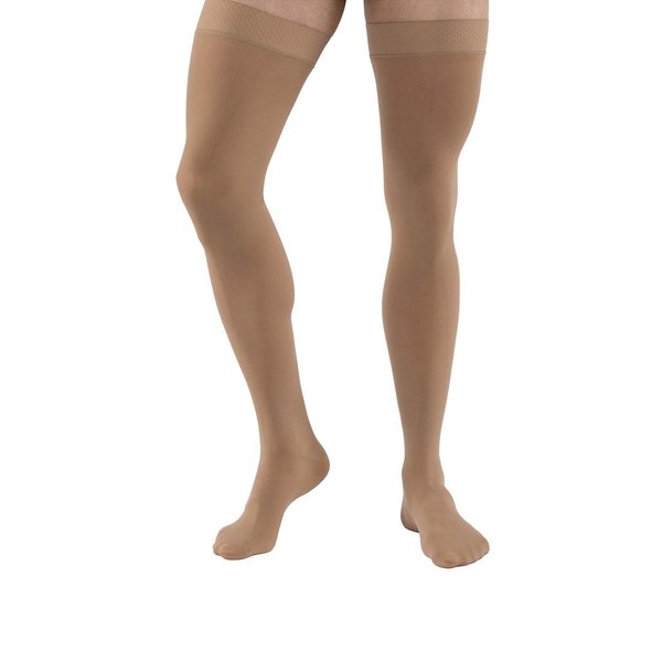 JOBST Relief Thigh High Graduated Compression Stockings 30-40mmHg - Comfortable Unisex Design with Silicone Dot Band - Closed Toe, Beige, Medium