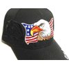3D Emboridered Patriotic USA American Flag Flying Bird Design Baseball Cap Hat Visor (Black)