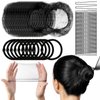 Hair Nets, YGDZ 40pcs Invisible Hair Net for Ballet Buns, Small Bun Net for Ballet, 40pcs U Shaped Pins, 10pcs Hair Elastic Bands, Elastic Edge Mesh, Wig Nets for Dance, Girl, Kid (30cm Black)