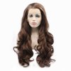 Greenmirr Long Wavy Brown Lace Front Wigs 13x4 Lace Front with Heat Resistance Synthetic Hair 26in