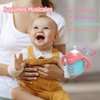Baby Bottle Shape Teether Toy with Music and Projection, Musical Toy for Soothing Baby Teething Toys Gift for 3-18 Months Toddlers Boys and Girls