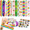 48 LGBT 24PCS LGBT Temporary Tattoos Sticker 24PCS Slap Bracelets Perfect for Themed Birthday Party Favors Baby Showers or Classroom Rewards Ideal Decor and Gifts for Girls and Boys
