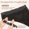 KooKaStyle Invisible Wire Hair Extensions Long Wavy Layered Synthetic Hair Extensions with Transparent Wire Adjustable Size 6 Secure Clips Natural Black Hairpieces for Women 20 Inch