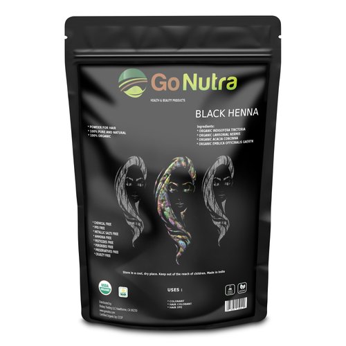 Go Nutra Black Henna Powder Organic 8 oz Natural Black Hair Dye - Black Henna Hair Dye & Beard Dye (226 grams)