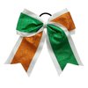 New "GLITTER DUO Orange & Green" Cheer Bow Pony Tail 7 Inch Girls Hair Bows Cheerleading Dance Practice Football Games Competition Birthday Grosgrain Ribbon