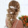 Easedaily 3 Piece Flower Wedding Hair Pins Silver Leaf Bridal Hair Clips Headpiece Vintage Rhinestone Hair Comb Hair Accessories for Women and Bride