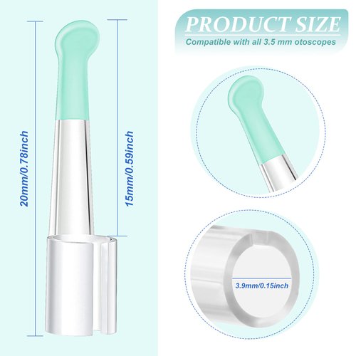 Nuanchu 30 Pcs Ear Spoon Tips Ear Cleaner Replacement Tips Ear Cleaner Tips Ear Replacement Pick Ear Wax Removal Replacement Accessories Set for Teens Adults Ear Wax Removal Endoscope (Green,Round)