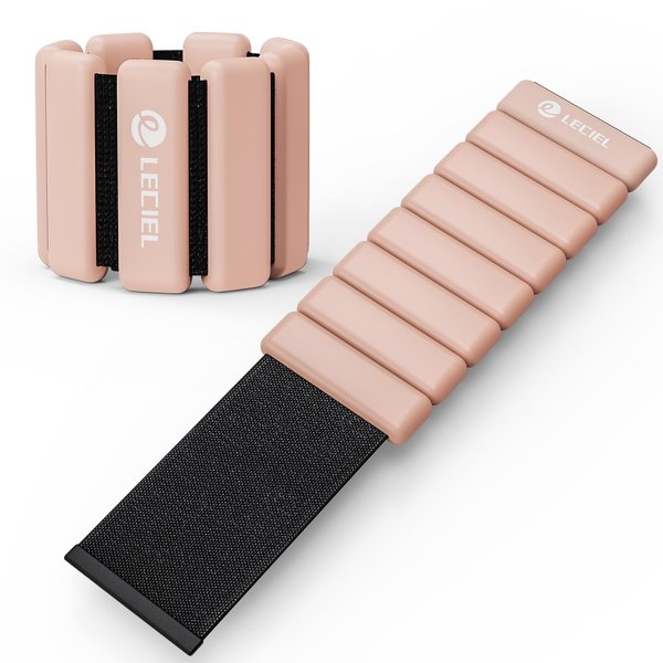 Wrist and Ankle Weights for Women & Men, Adjustable Silicone Leg & Arm Weighted Bracelet Set of 2(1Lb Each), Wearable Wrist Weights for Running, Walling, Swimming, Yoga, Pilates, Strength Training (Pink)