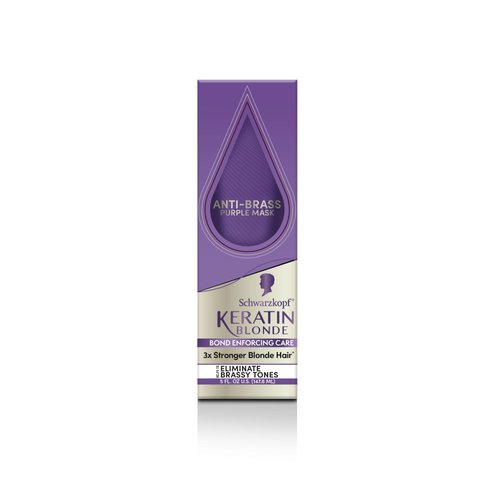 Schwarzkopf Keratin Blonde Anti Brass Purple Mask, 1 Application - Hair Dye Treatment Neutralizes Brassiness and Yellow Undertones, Hair Mask Strengthens Hair, Making it 3x Stronger
