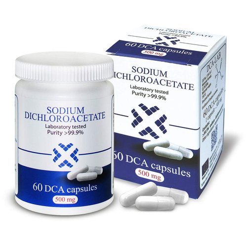 DCA - Sodium Dichloroacetate 500mg, 60 Capsules, Purity >99.9%, Made in Europe, by DCA-LAB, Certificate of Analysis Included, Tested in a Certified Laboratory, Buy Directly from Manufacturer