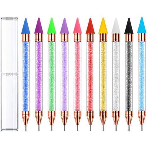 Tatuo 10 Pcs Diamond Painting Pen with Wax Tip Dual Ended Diamond Art Pens Tools Nail Rhinestone Picker Nail Gem Tool for Manicure Nail Art DIY Decoration and 5D DIY Painting Crafts