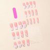 ROFIBUT French Tip Press on Nails Long Square Fake Nails Glossy Coffin False Nails with Bow Rhinestone Glitter White French Tip with Pearl Designs Reusable Acrylic Nails for Women Girls Manicure 24Pcs