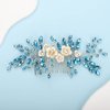 BERYUAN Bridal White Flower Light Blue Crystal Rhinestone Hair Comb for Bride Bridesmaid Sliding side Headpieces Wedding Hair Accessories for Women and Girls (Blue 1)