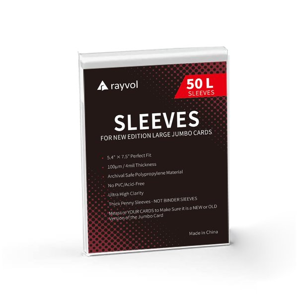 Rayvol Jumbo Card Sleeves Size L:5.4 x 7.4 Inch - Card Sleeves for Oversized TCG Trading Cards (50pcs)