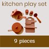 Food-Grade Silicone Kid Play Kitchen Accessories – 9Pcs Kids Toy Kitchen Accessories Set with Play Pots and Pans – Sets for Kids Kitchen Pretend Play – Pretend Play Kitchen Toy Set for Cooking