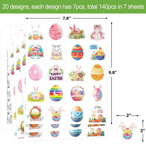 Easter Temporary Tattoos for Kids Bunny Stickers for Party Favor 140 Packs