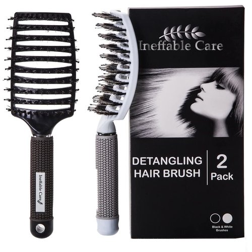 Boar Bristle Hair Brush set – Curved and Vented for Wet and Dry Detangling Hair Brush for Women Long, Thick, Thin, Curly & Tangled Hair Vent Brush - Stocking Stuffers Gift kit