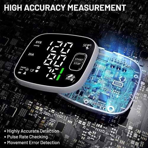 Oklar Blood Pressure Monitors for Home Use Rechargeable Blood Pressure Cuff Wrist Digital BP Machine with LED Backlit Display, Voice Broadcast, 240 Memory Storage for 2 Users with Carrying Case