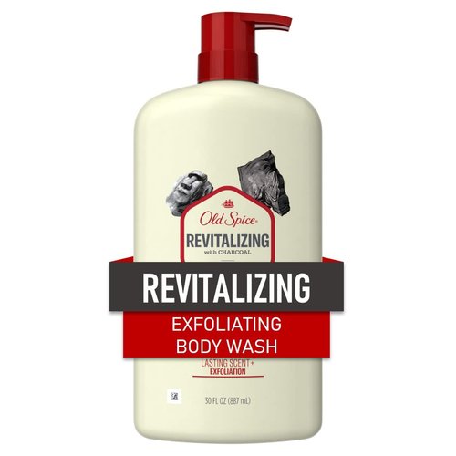 Old Spice Revitalizing Body Wash for Men with Charcoal, Skin Exfoliation & Moisturization, Long Lasting Scent, Fresher Collection, 30 oz