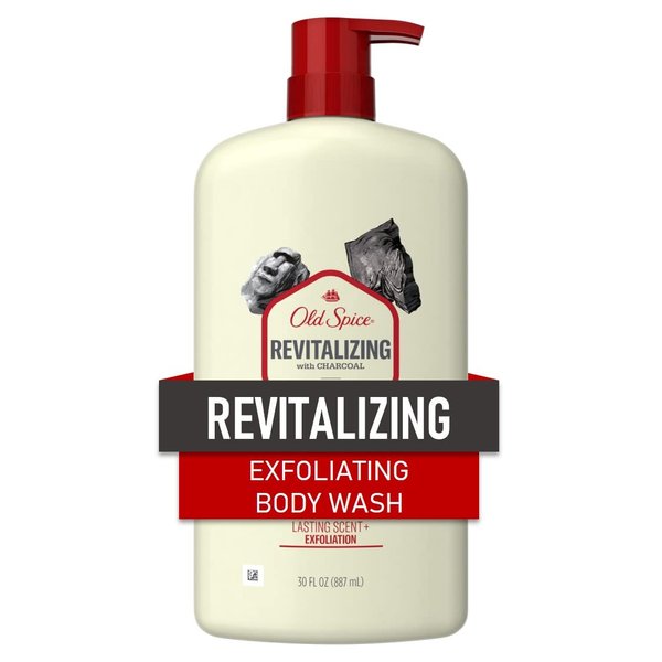 Old Spice Revitalizing Body Wash for Men with Charcoal, Skin Exfoliation & Moisturization, Long Lasting Scent, Fresher Collection, 30 oz