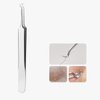 BEUKING Acne Blemish Blackhead Comedone Stainless Steel Nipper Blemish Extractor Tool for Remove Blackhead Acne Whitehead Pimple Bend Curved Tweezers, Silver