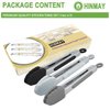 HINMAY Small Silicone Tongs 7-Inch Mini Serving Tongs, Set of 3 (Black White Gray)