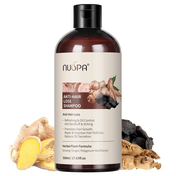 5 in 1 Herbal Hair Thinning Shampoo, 100% Natural Organic Hair Wash Anti Hair Loss Shampoo Infused with Ginger,Ginseng, Polygonum Multiflorum,Hair Care Treatment For Women Men,Daily Use