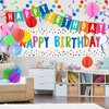 Happy Birthday Decorations Kit: Happy Birthday Banner,Birthday Dots Design Plastic Backdrop, Circle Confetti Garland, Swirl Streamers, Honeycomb Balls & Party Balloons - Table Centerpiece Set
