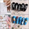 Halloween Nail Art Stickers 5D Embossed Designs White Skull Bone Teeth Clown Ghost Nail Decals for DIY Halloween Nail Art Supplies Decoration Holiday Manicure