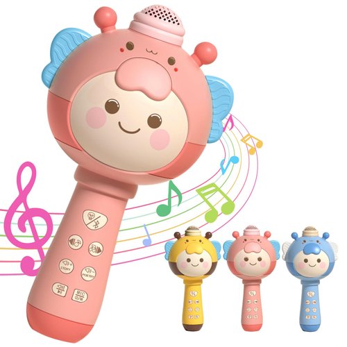 Vamosoun Kids Karaoke Machine,Children’s Karaoke Microphone, Birthday Gifts,Music Toys for Toddlers,Handheld Wireless Microphone,Kids Portable Bluetooth Speaker, Pink