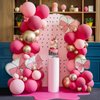 Hot Pink Balloon Arch Kit, Metallic Baby Pink Silver Balloons for Kid Girl Princess Cartoon Anime Theme Birthday Cute Cat Party Decorations Baby Shower Engagement Wedding Valentines Day Party Supplies