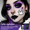 Afflano Goth Eyeshadow Palette Purple Blue, Multichrome Chrome Blue Purple Matte Black White Grey Dark Eye Shade, Gothic Halloween Makeup Eye Shadow Pallet for Costume Joker Clown Cosplay SFX Makeup