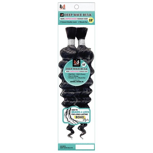 Bobbi Boss Unprocessed Human Hair Braid DEEP WAVE BULK 18" (Natural Black)