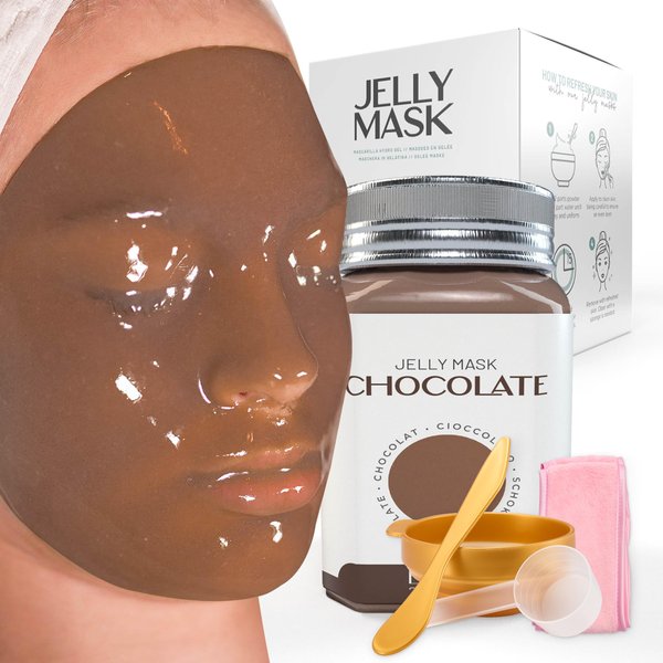 BRÜUN Jelly Mask Jar Chocolate Peel-Off Face Care Rubber Mask | 23 fl oz Skin Care Moisturizing Gel Mask Jar Spa Set