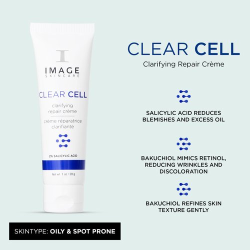 IMAGE Skincare, CLEAR CELL Clarifying Repair Crème, Holiday Beauty Stocking Stuffer, Facial Night Cream Gel Moisturizer for Oily Prone Skin, 1 oz