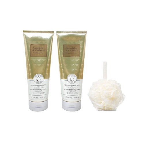 Bath & Body Works Snowflakes & Cashmere 2 Moisturizing Body Wash with a Shower Sponge