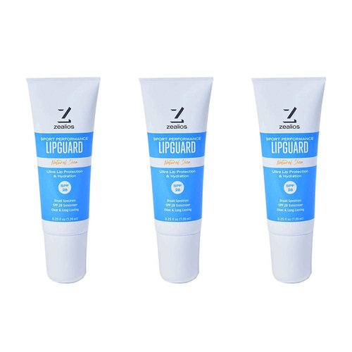 Zealios LipGuard - SPF 28 - UVA/UVB Sunscreen Protection & Repair Chapped Lips - Broad Spectrum Protection Lip Balm - Sensitive Skin Safe - Paraben Free Coconut Jojoba Oils Lip Applicator - Pack of 3